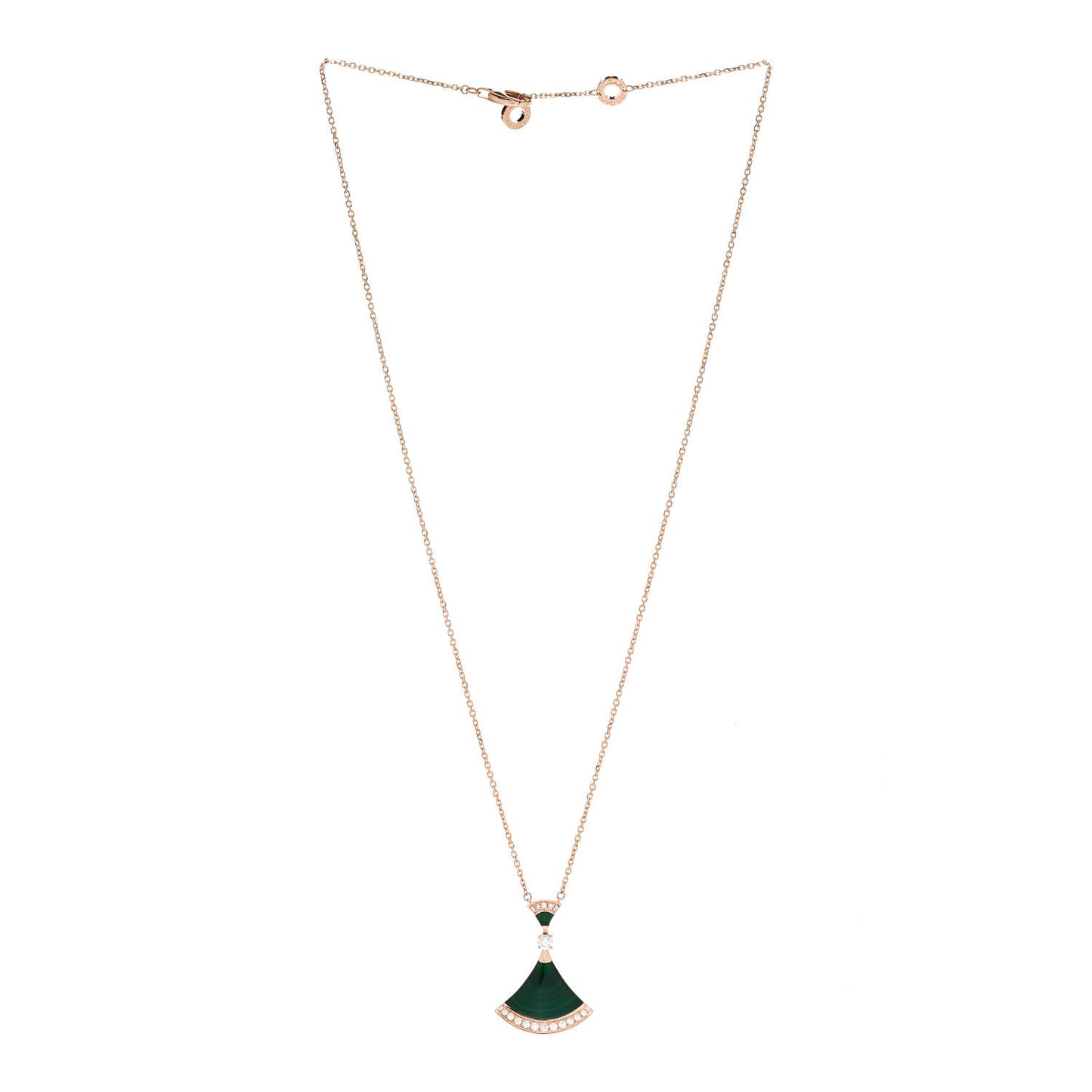 18K Rose Gold Diamond Malachite Divas' Dream Pendant Necklace