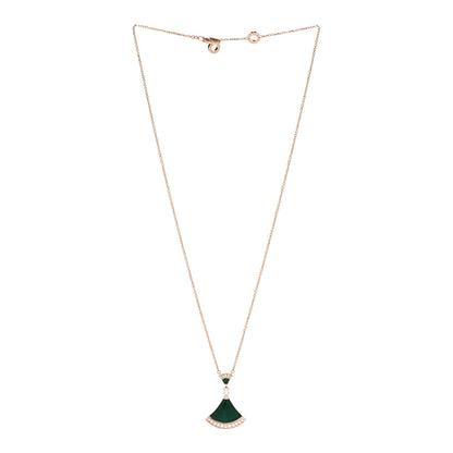 Bulgari 18K Rose Gold Diamond Malachite Divas' Dream Pendant Necklace 3 of 7