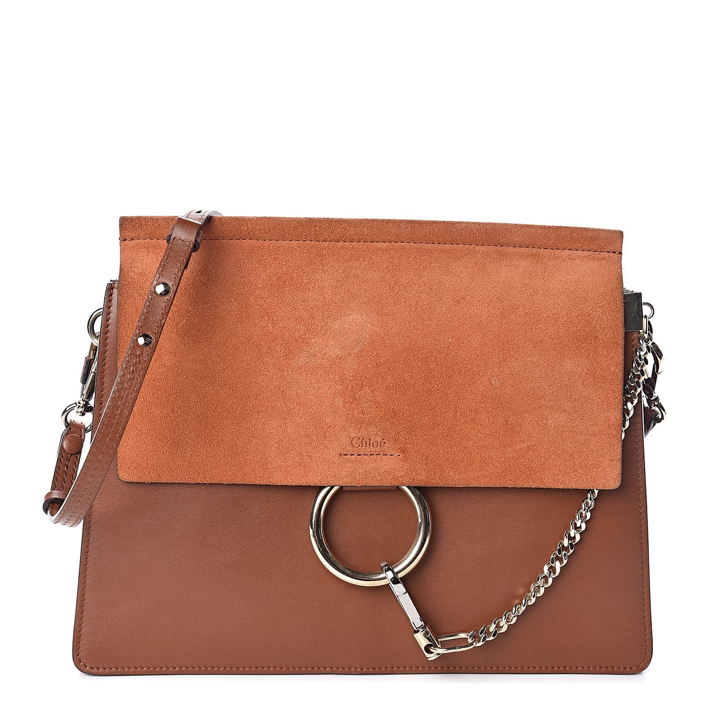 Suede Calfskin Medium Faye Shoulder Bag Tobacco