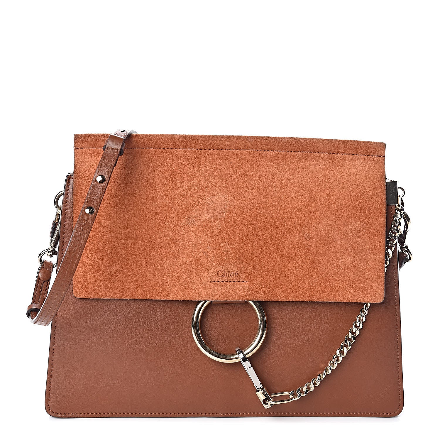 Chloe Suede Calfskin Medium Faye Shoulder Bag Tobacco 1 of 10