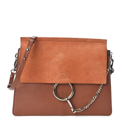 Chloe Suede Calfskin Medium Faye Shoulder Bag Tobacco 1 of 10