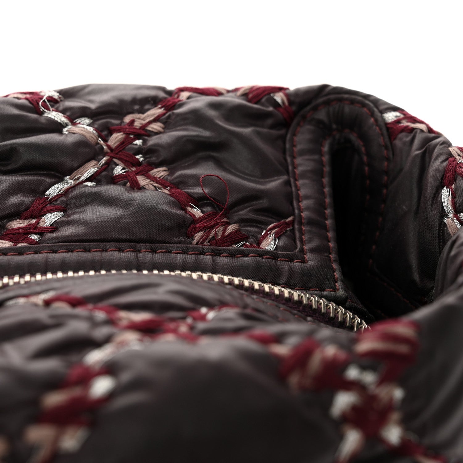 Chanel Nylon Quilted Tweed Stitch Bubble Tote Plum 13 of 14