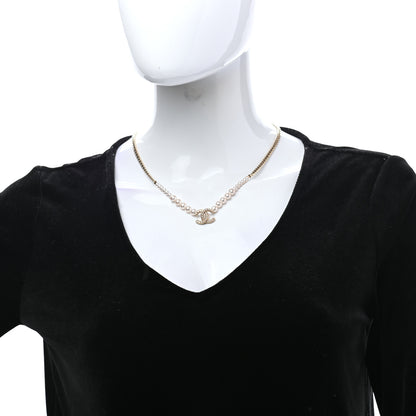 Chanel Pearl Crystal CC Short Necklace Gold 2 of 5