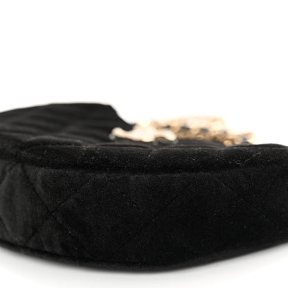 Chanel Velvet Crystal Quilted Chain Hobo Black 11 of 11