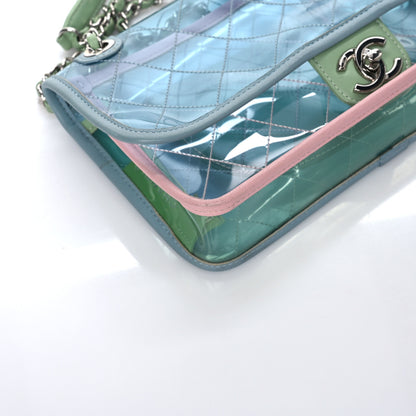 Chanel Lambskin PVC Quilted Medium Coco Splash Flap Blue Green 5 of 9