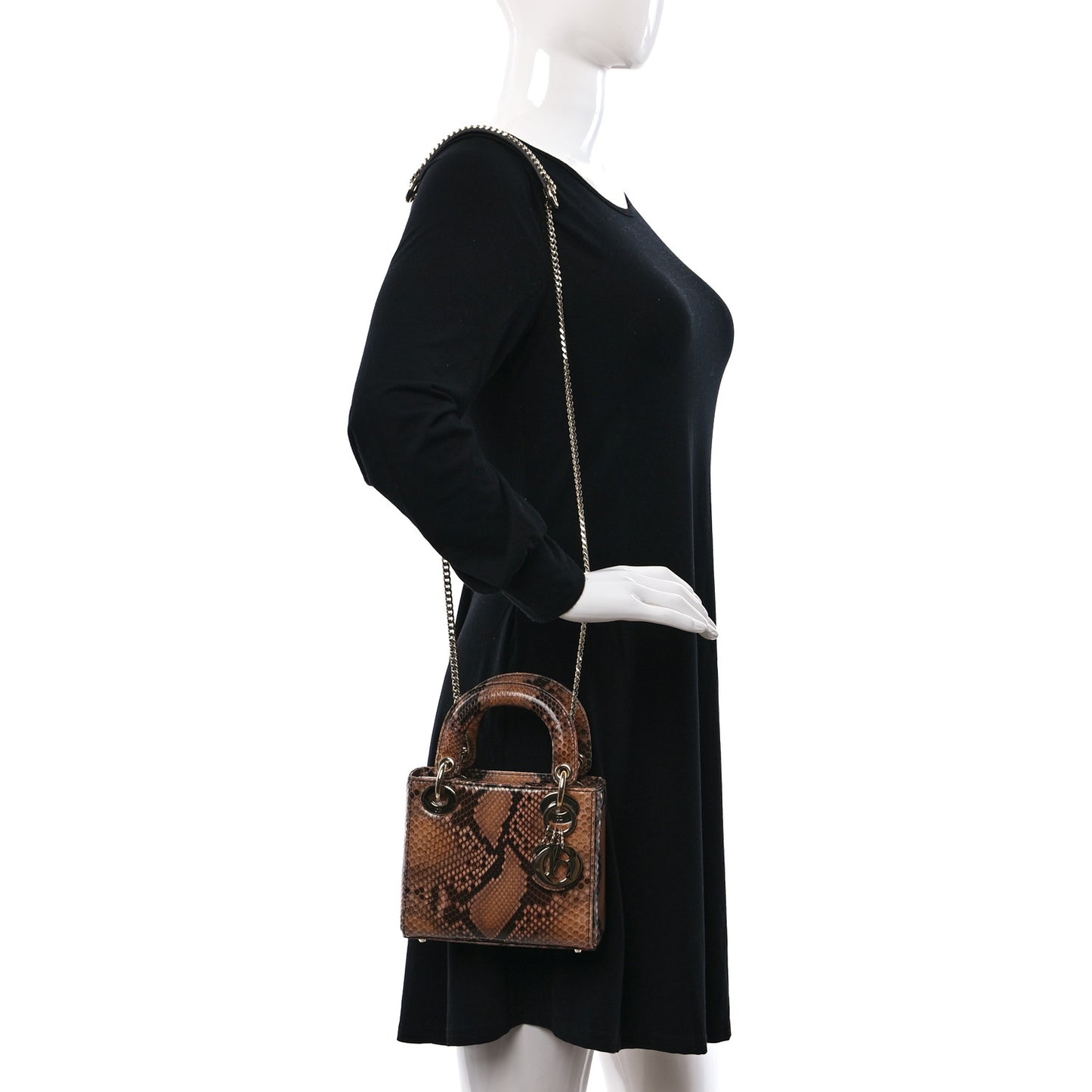Snakeskin Mini Lady Dior Beige Multicolor