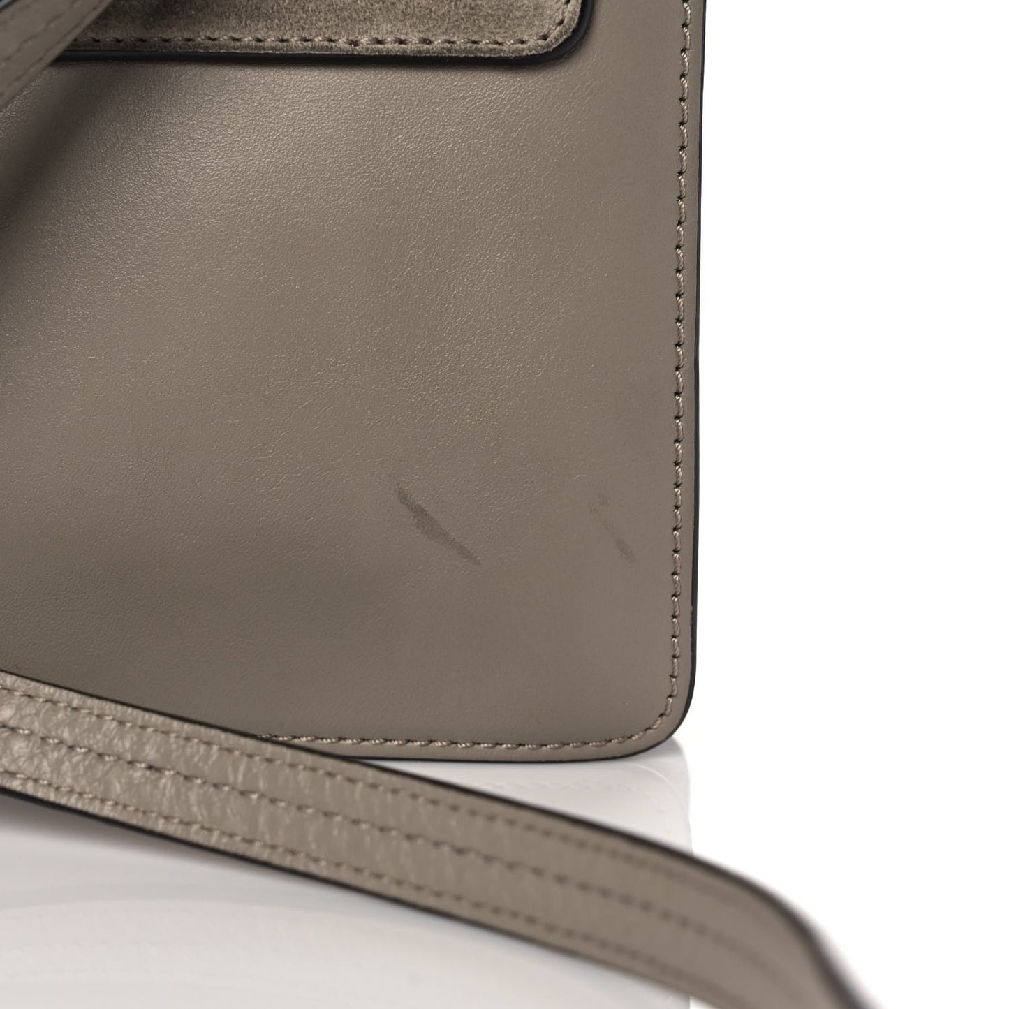 Suede Calfskin Small Faye Shoulder Bag Motty Grey