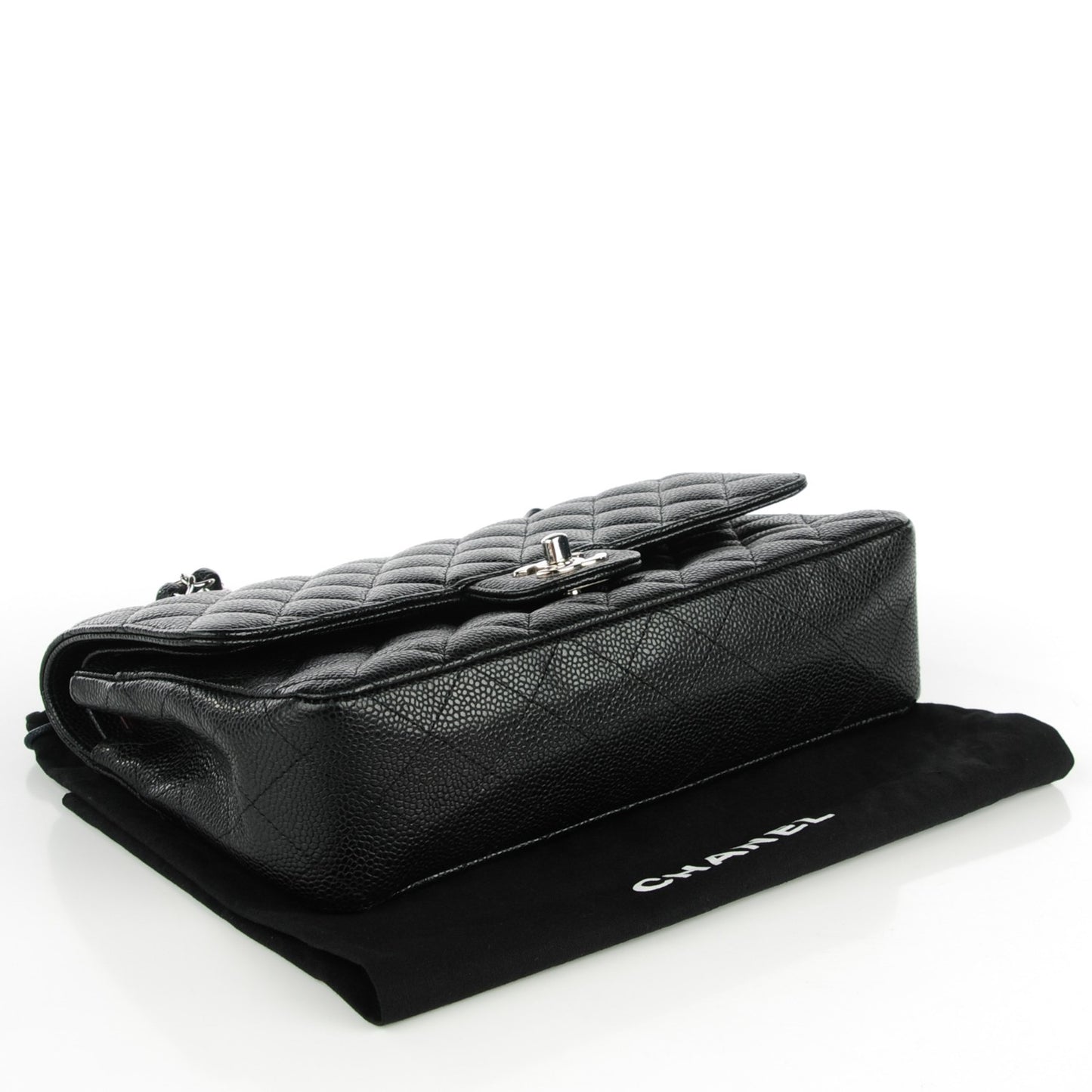 Caviar Quilted Medium Double Flap Black