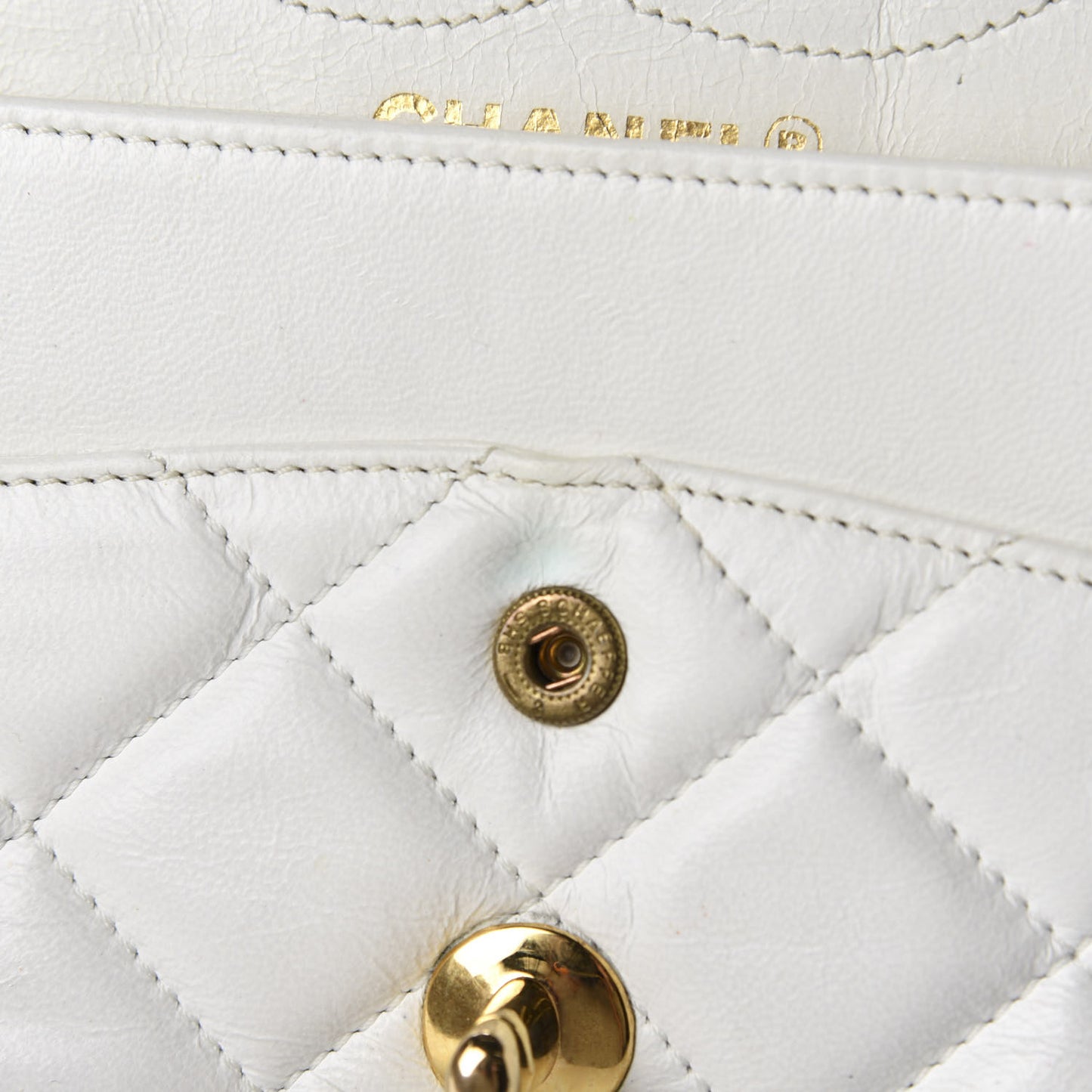 Lambskin Quilted Medium Double Flap White