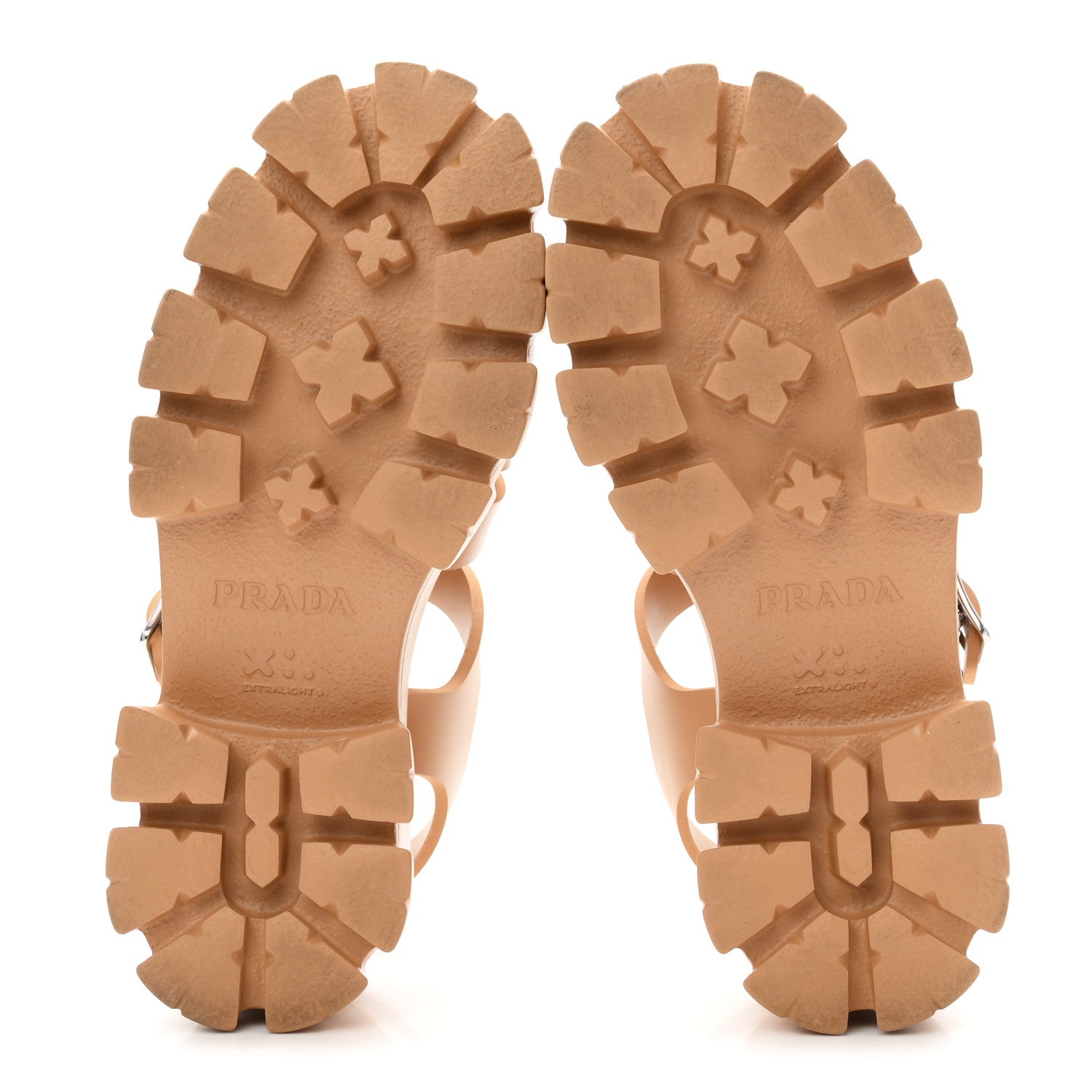 Prada Foam Rubber Metal Triangle Logo Monolith 55mm Cage Sandals 37 Barley 6 of 9