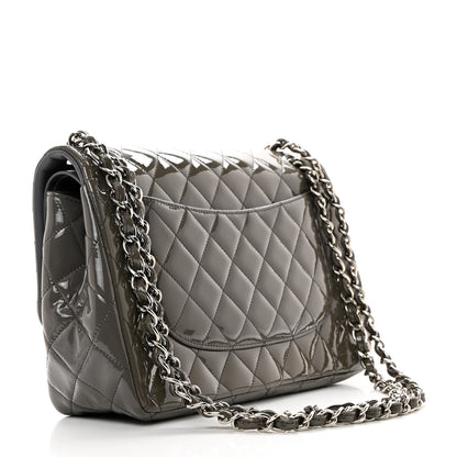 Chanel Patent Calfskin Quilted Jumbo Double Flap Grey 2 of 10