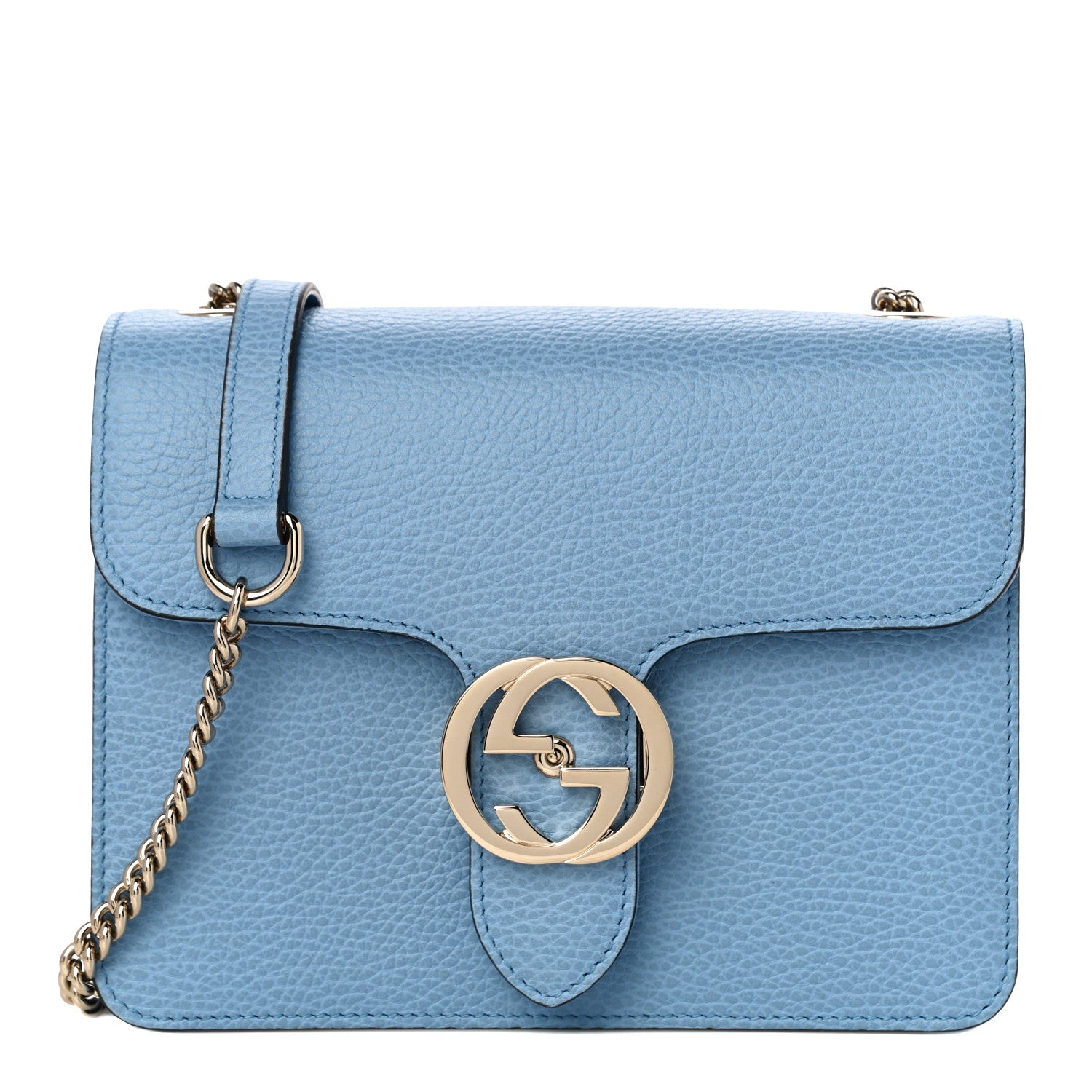 Gucci Dollar Calfskin Small Interlocking G Shoulder Bag Mineral Blue 1 of 11