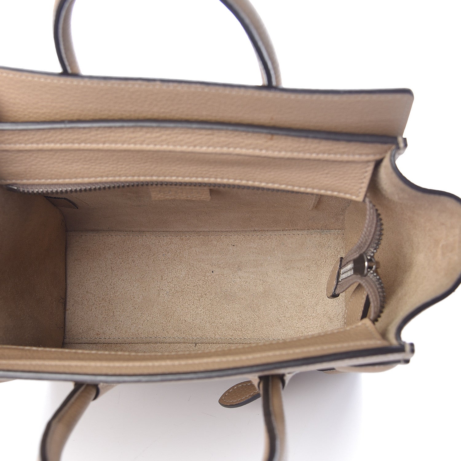 Celine Drummed Calfskin Nano Luggage Dune 5 of 15