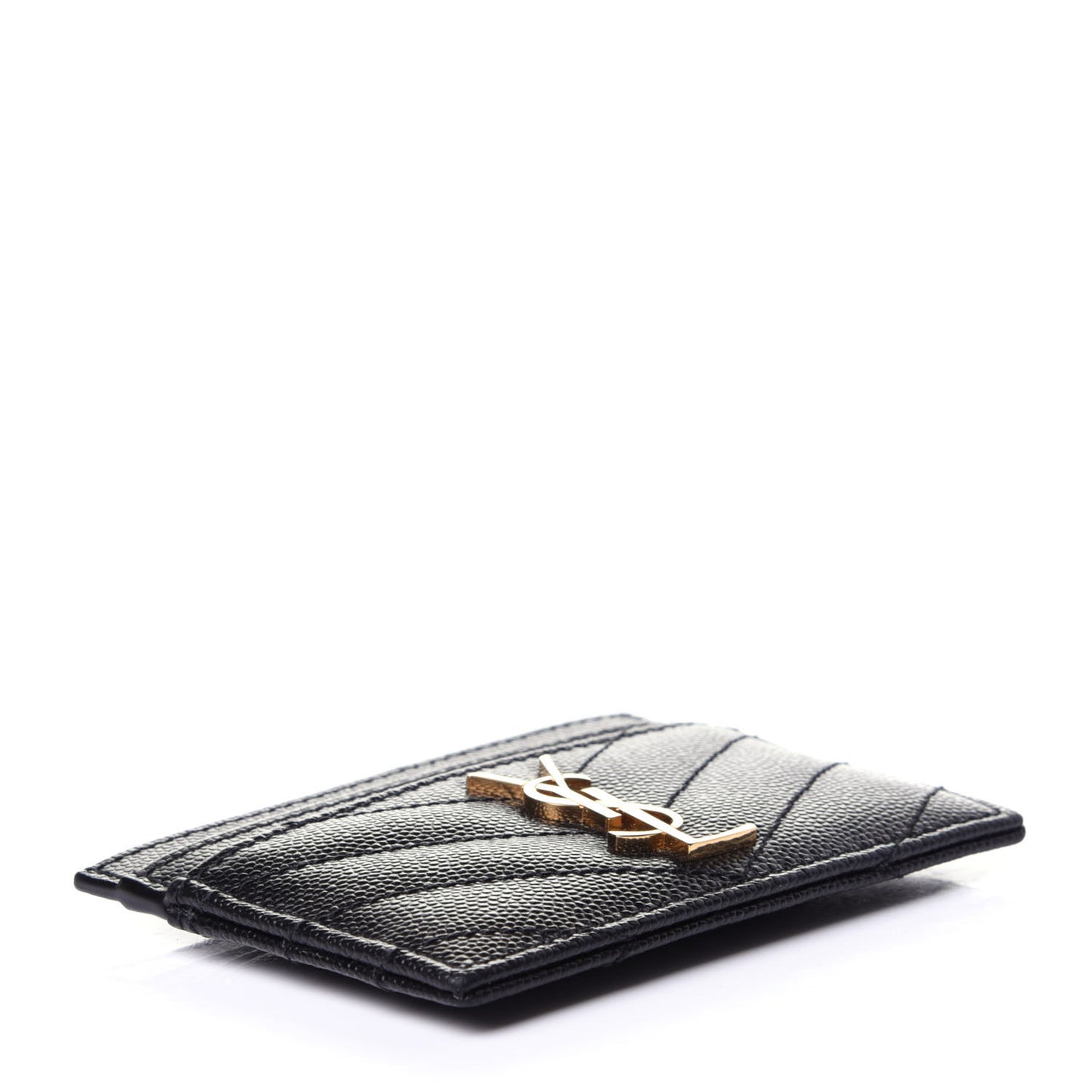 Grain De Poudre Matelasse Chevron Monogram Credit Card Case Black