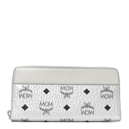 MCM Metallic Visetos Aren VI Zip Around Wallet Silver 1 of 7