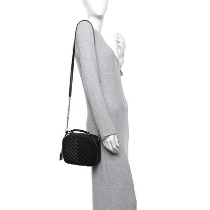 Saint Laurent Lambskin Matelasse Chevron Lunchbox Bag Black 2 of 9