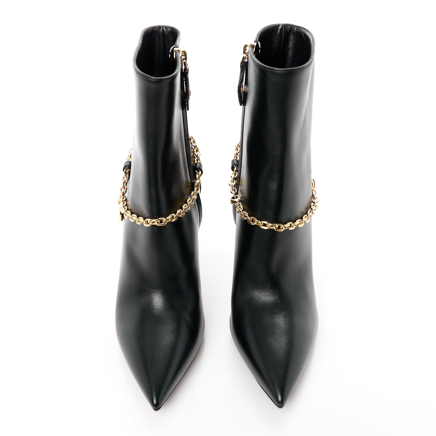 Louis Vuitton Calfskin Mansion Chain Ankle Boots 38.5 Black 2 of 9