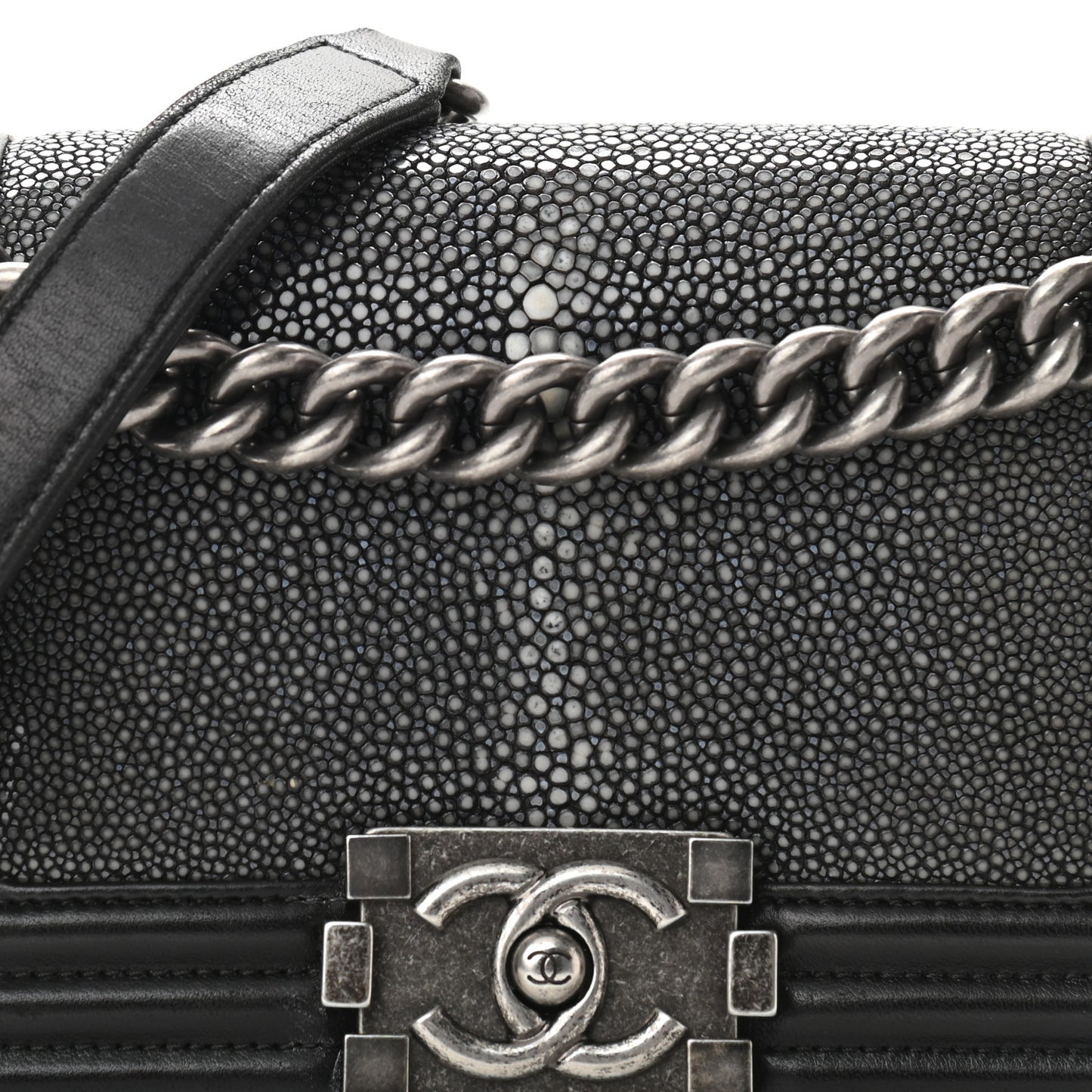 Galuchat Stingray Small Boy Flap Black