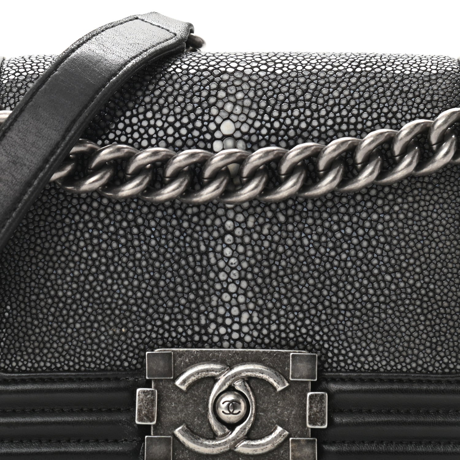 Chanel Galuchat Stingray Small Boy Flap Black 8 of 11