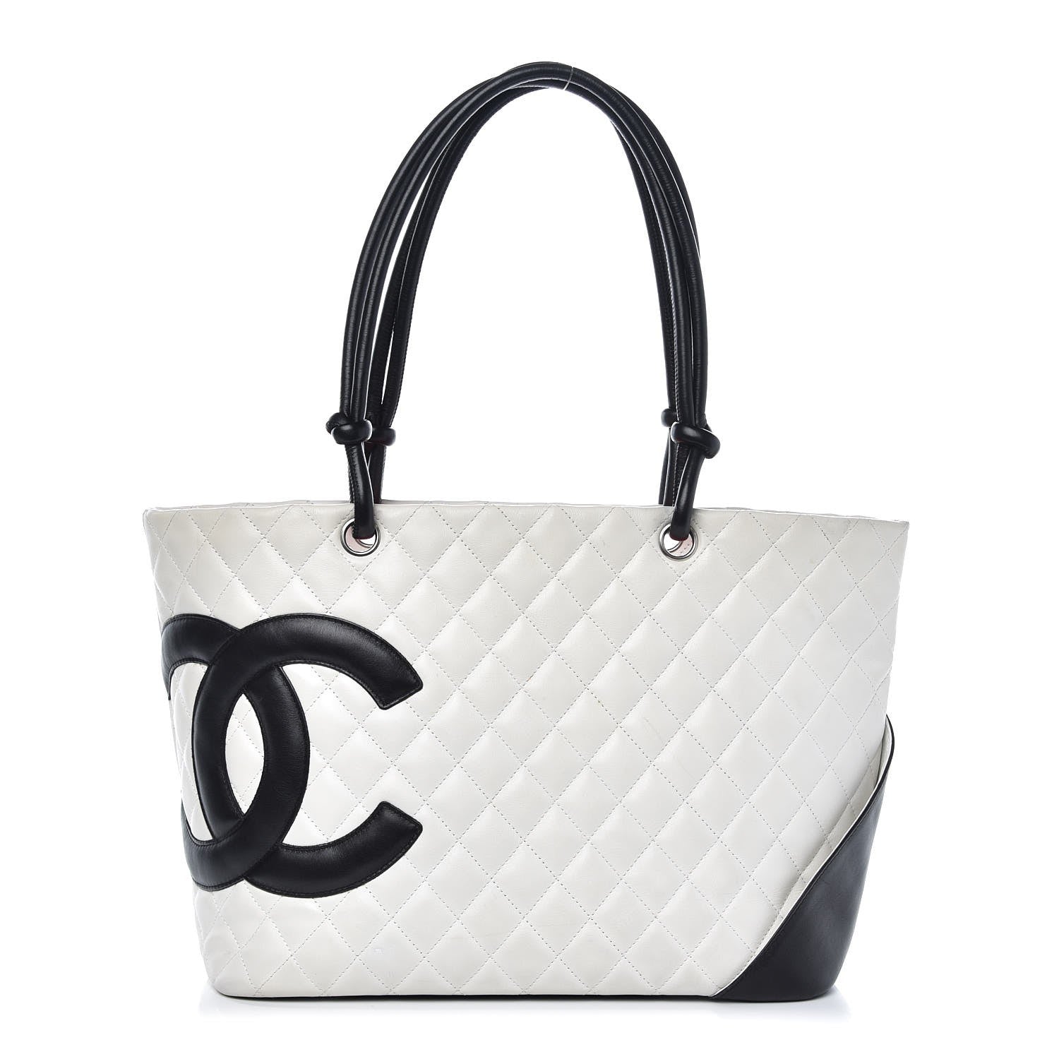 Chanel Calfskin Quilted Large Cambon Tote White Black 1 of 14
