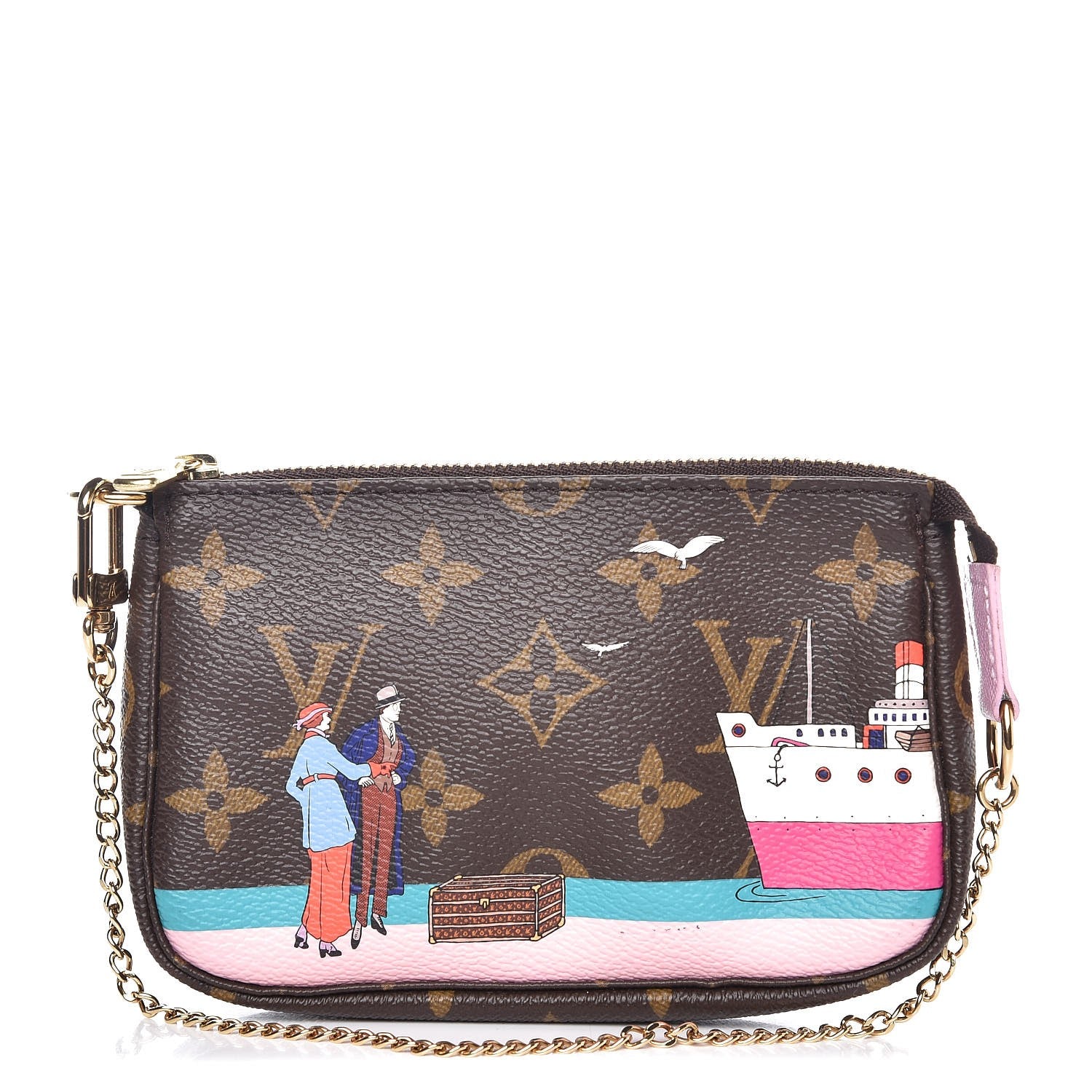 Louis Vuitton Monogram 2016 Christmas Animation Mini Pochette Accessories Rose Ballerine 1 of 8