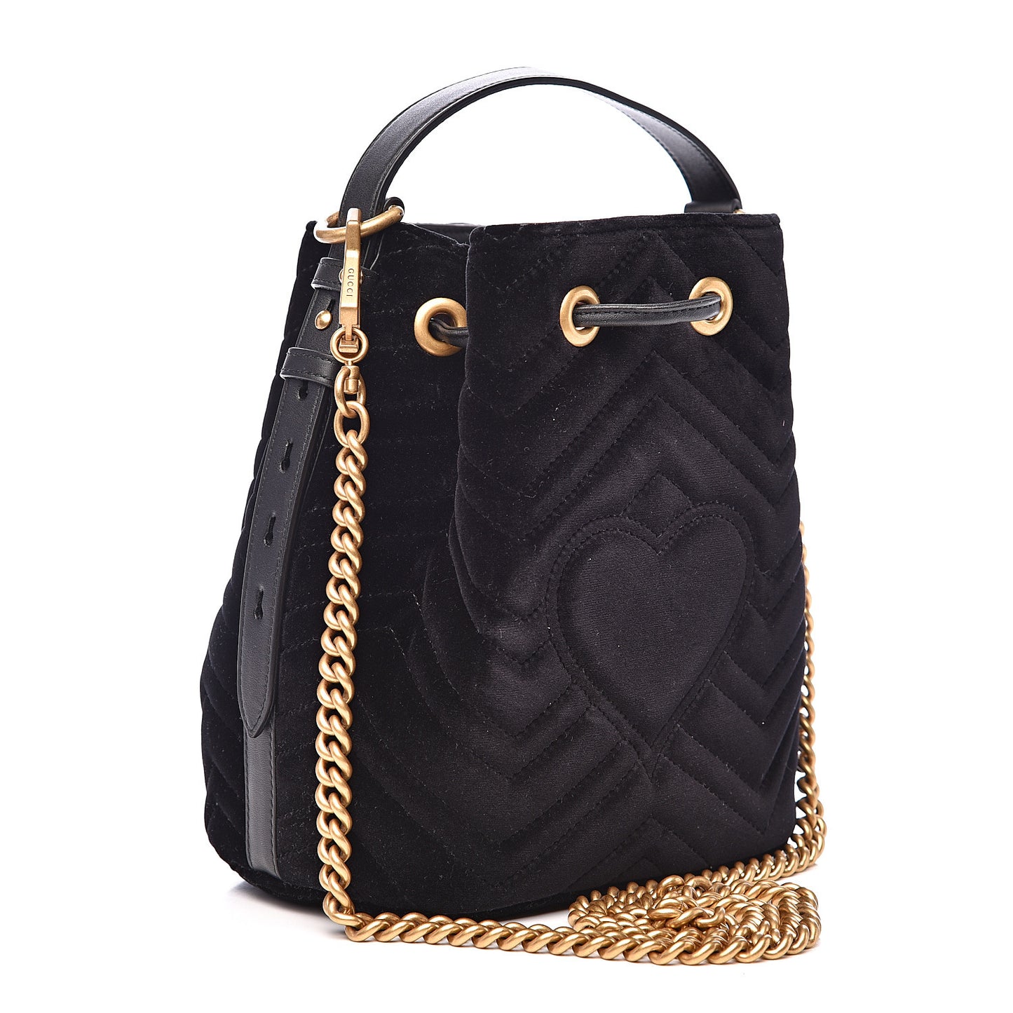 Velvet Matelasse GG Marmont Bucket Bag Black