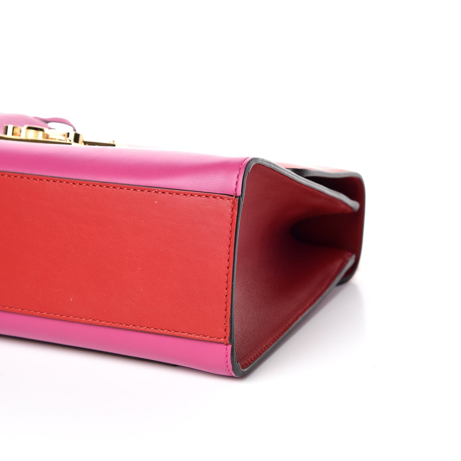 Gucci Moon Calfskin Bi-Color Medium Padlock Shoulder Bag New Rosette Hibiscus Red 6 of 9