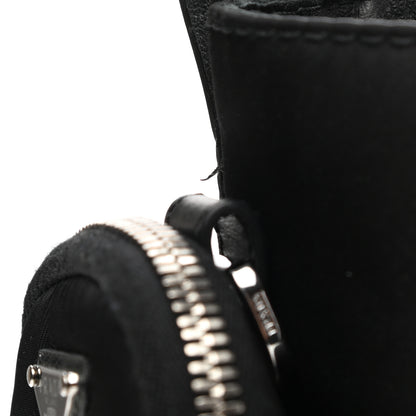 Prada Spazzolato Rois Re-Nylon Metal Triangle Logo Mens Monolith Pouch Pocket 60mm Combat Boots 7 Black 14 of 14