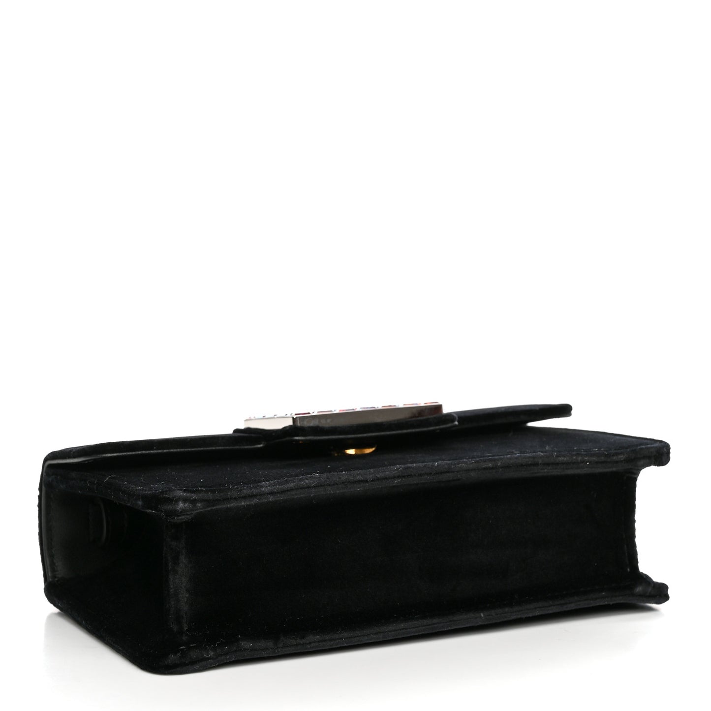 Velvet Crystal Square G Shoulder Bag Black
