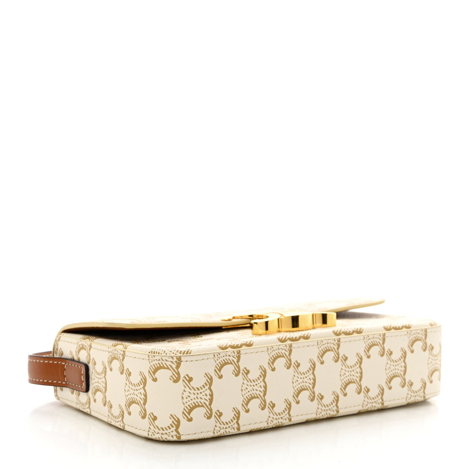 Celine Canvas Calfskin Triomphe Shoulder Bag White 4 of 12