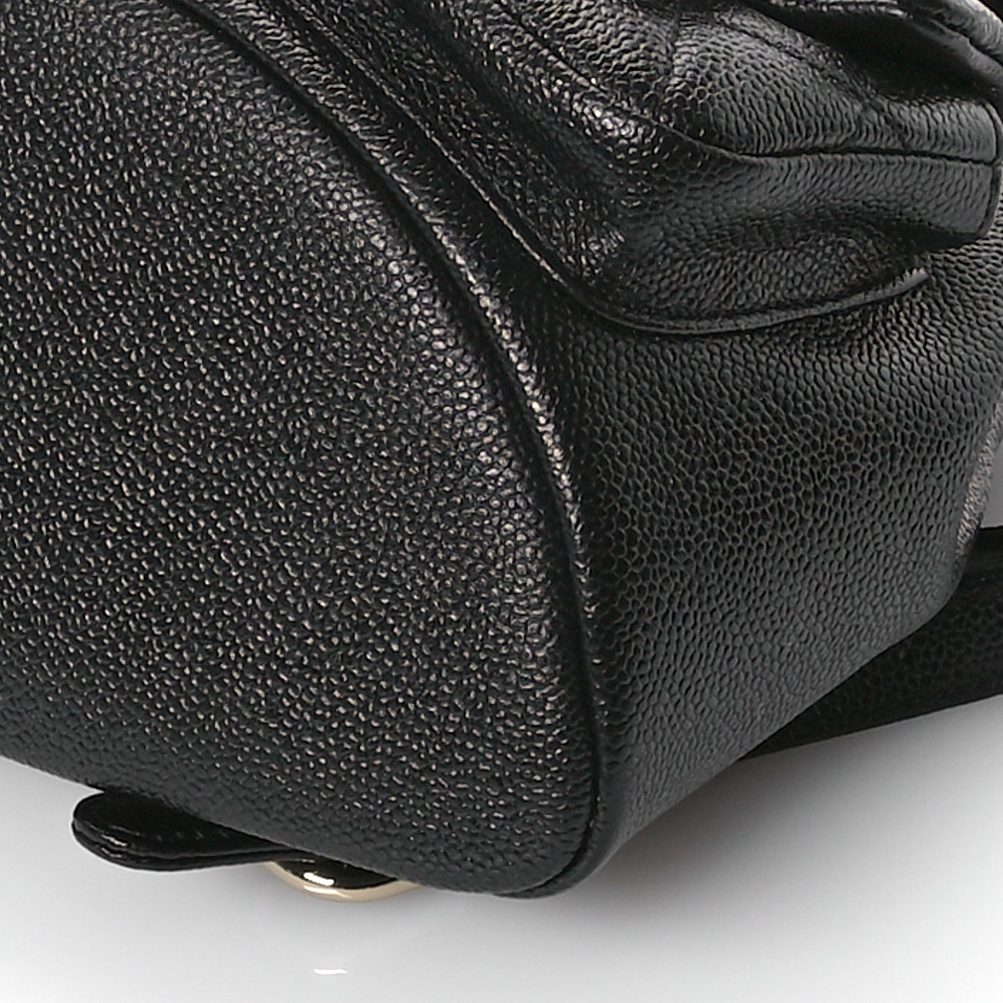 Shiny Caviar Quilted Small Duma Pockets Drawstring Backpack Black