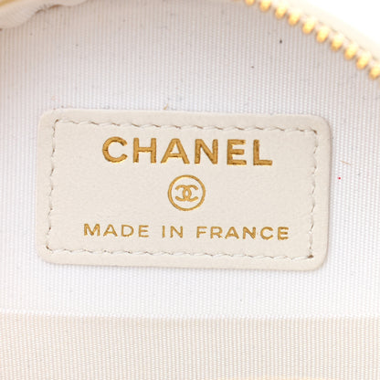 Chanel Fur Chevron Quilted Round Clutch With Chain White 6 of 11