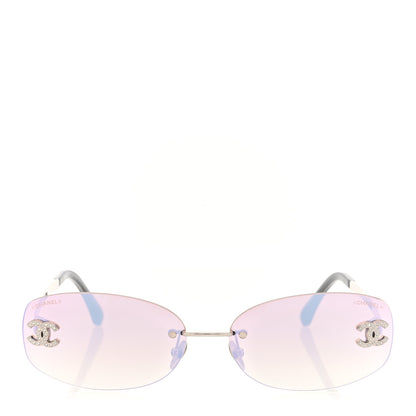 Chanel Metal Mirrored Crystal CC Oval Sunglasses 71559 Pink 2 of 8