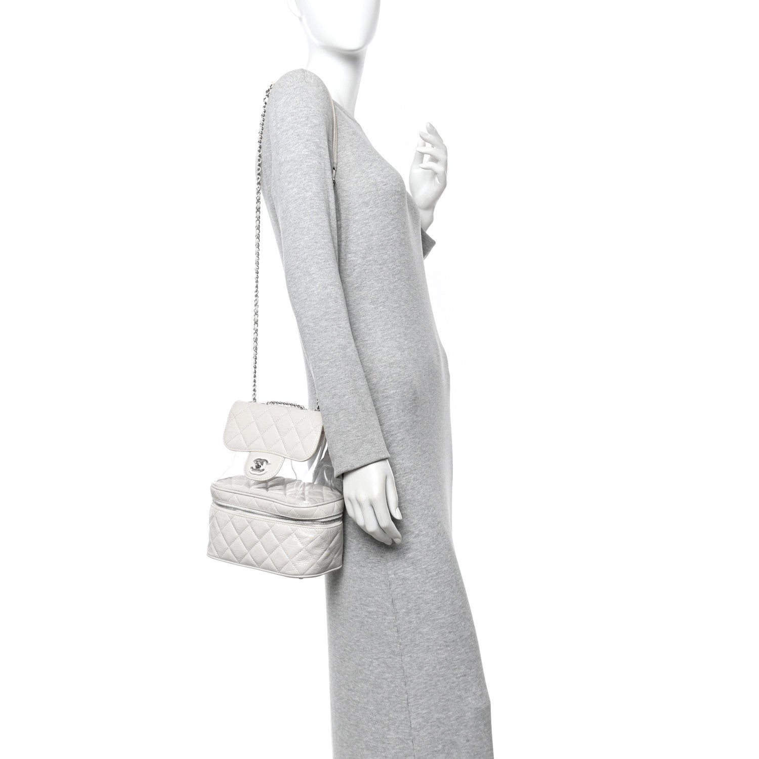 Chanel Crumpled Calfskin PVC Quilted Flap White 2 of 13
