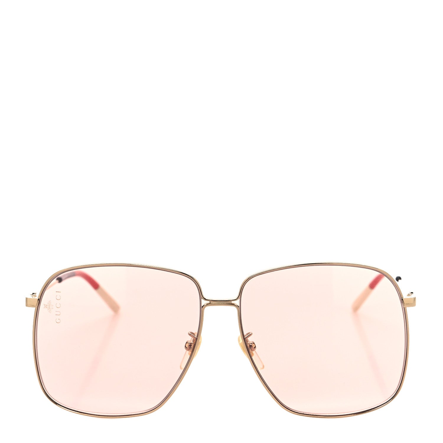 Gucci Web Rectangular Frame Interlocking G Sunglasses GG0394S Green Red 2 of 7