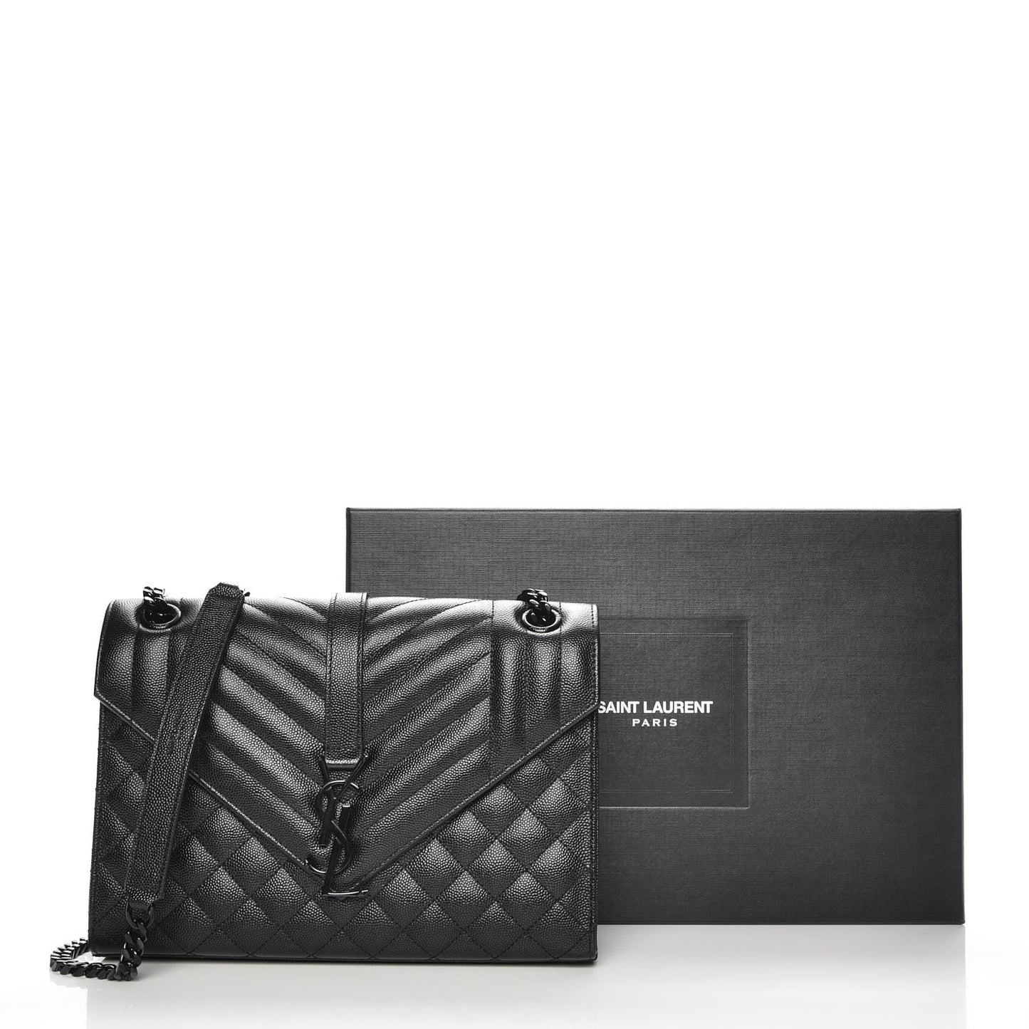 Grain De Poudre Textured Mixed Matelasse Triquilt Medium Monogram Satchel Black