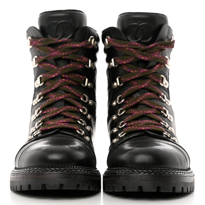 Chanel Lambskin Quilted Lace Up Boots 39 2 of 11