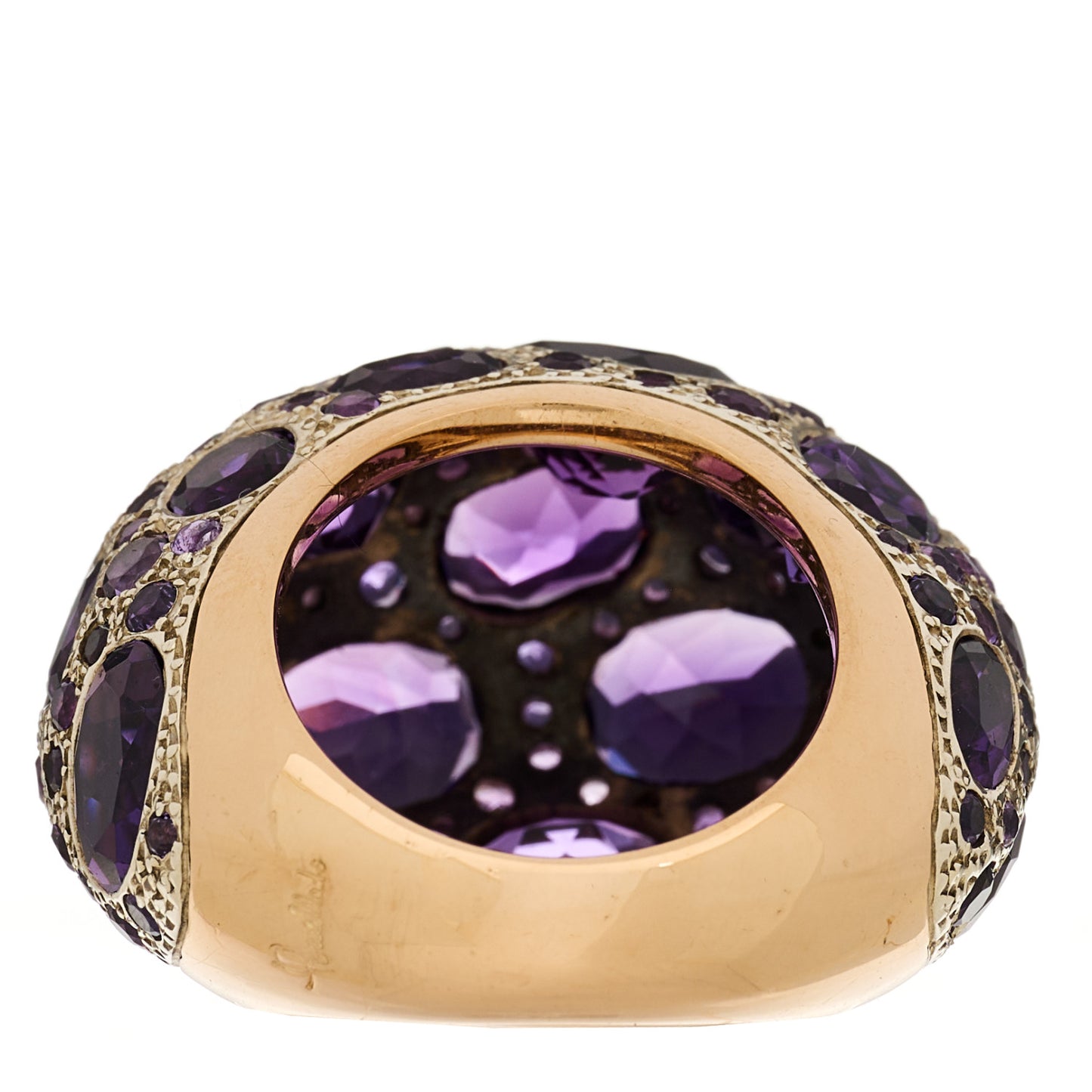 18K Rose Gold Sterling Silver Amethyst Tabou Ring 54 7