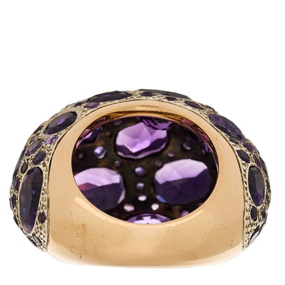 Pomellato 18K Rose Gold Sterling Silver Amethyst Tabou Ring 54 7 5 of 11