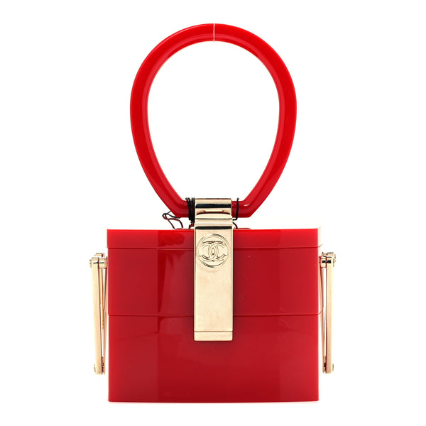 CHANEL BOUTIQUE 赤 リブ編み ホルターネック　キャミソール Chanel Plexiglass Evening in L'Atelier Minaudiere Jewelry Box Red