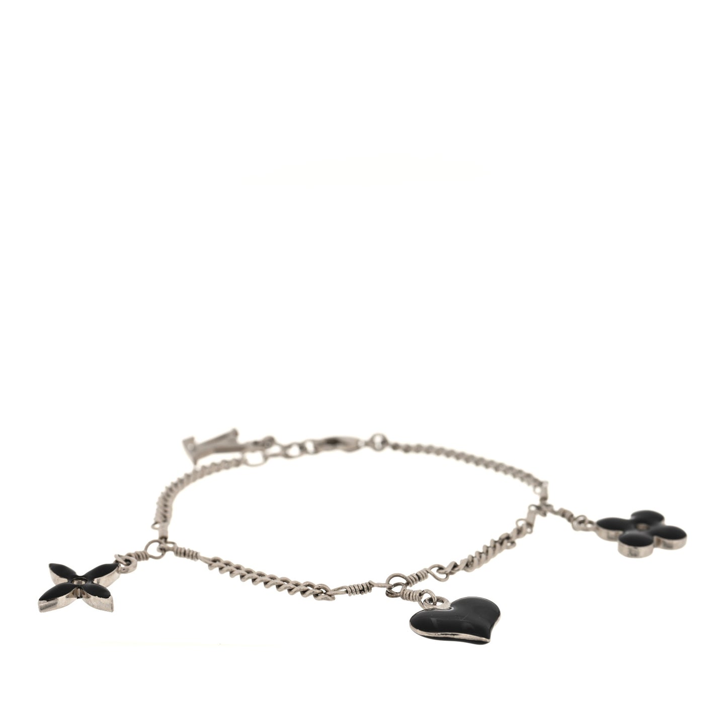 Sweet Monogram Charm Bracelet Silver Black
