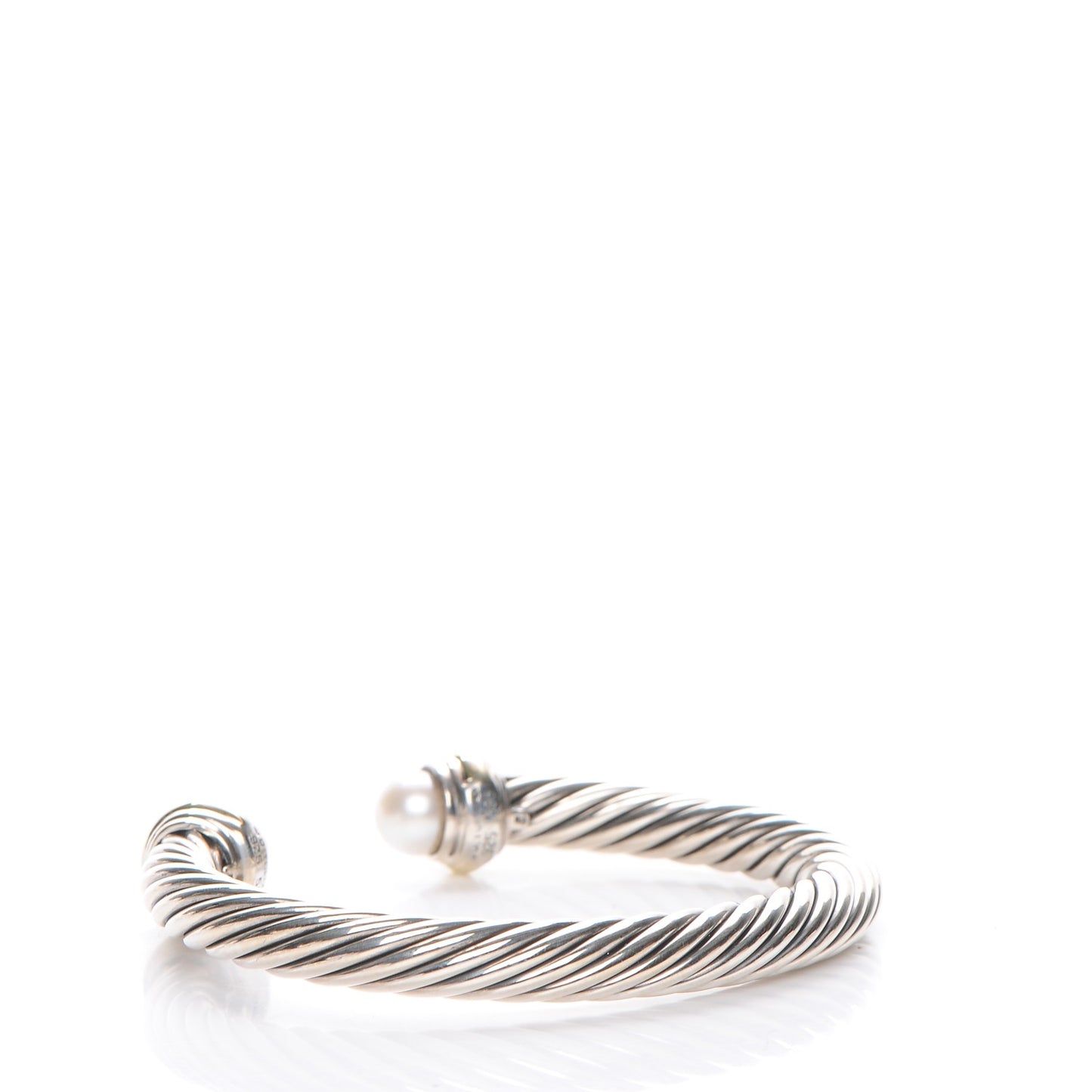 Sterling Silver 14K Yellow Gold Pearl 7mm Cable Classics Bracelet