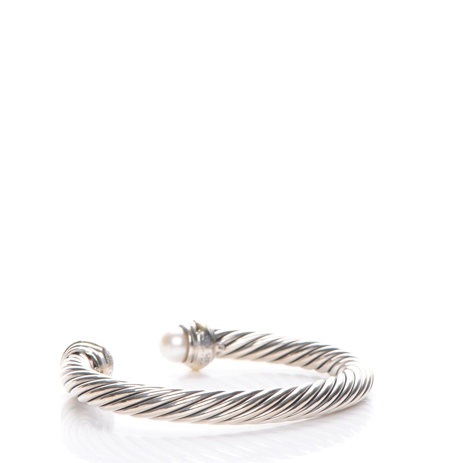 David Yurman Sterling Silver 14K Yellow Gold Pearl 7mm Cable Classics Bracelet 3 of 5