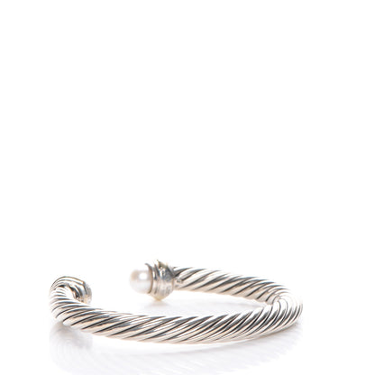 David Yurman Sterling Silver 14K Yellow Gold Pearl 7mm Cable Classics Bracelet 3 of 5