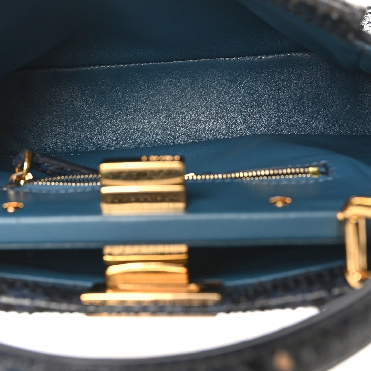 Python Shiny Nappa Mini Peekaboo Iconic Satchel Blue Jeans