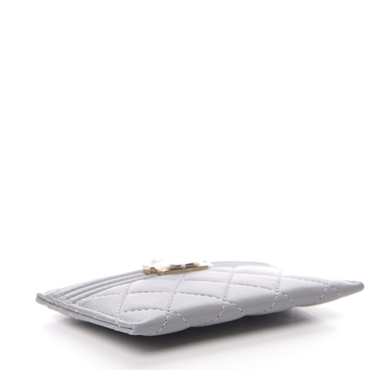 Chanel Lambskin Quilted Boy Card Holder Grey 4 of 9