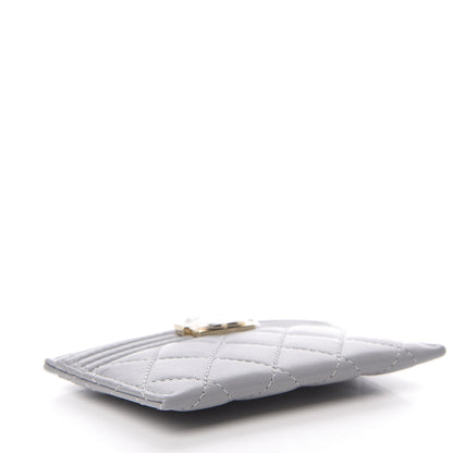 Chanel Lambskin Quilted Boy Card Holder Grey 4 of 9
