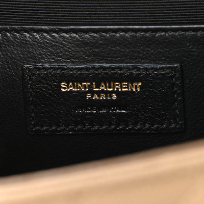 Saint Laurent Grain De Poudre Textured Mixed Matelasse Medium Triquilt Monogram Satchel Dark Latte 6 of 8