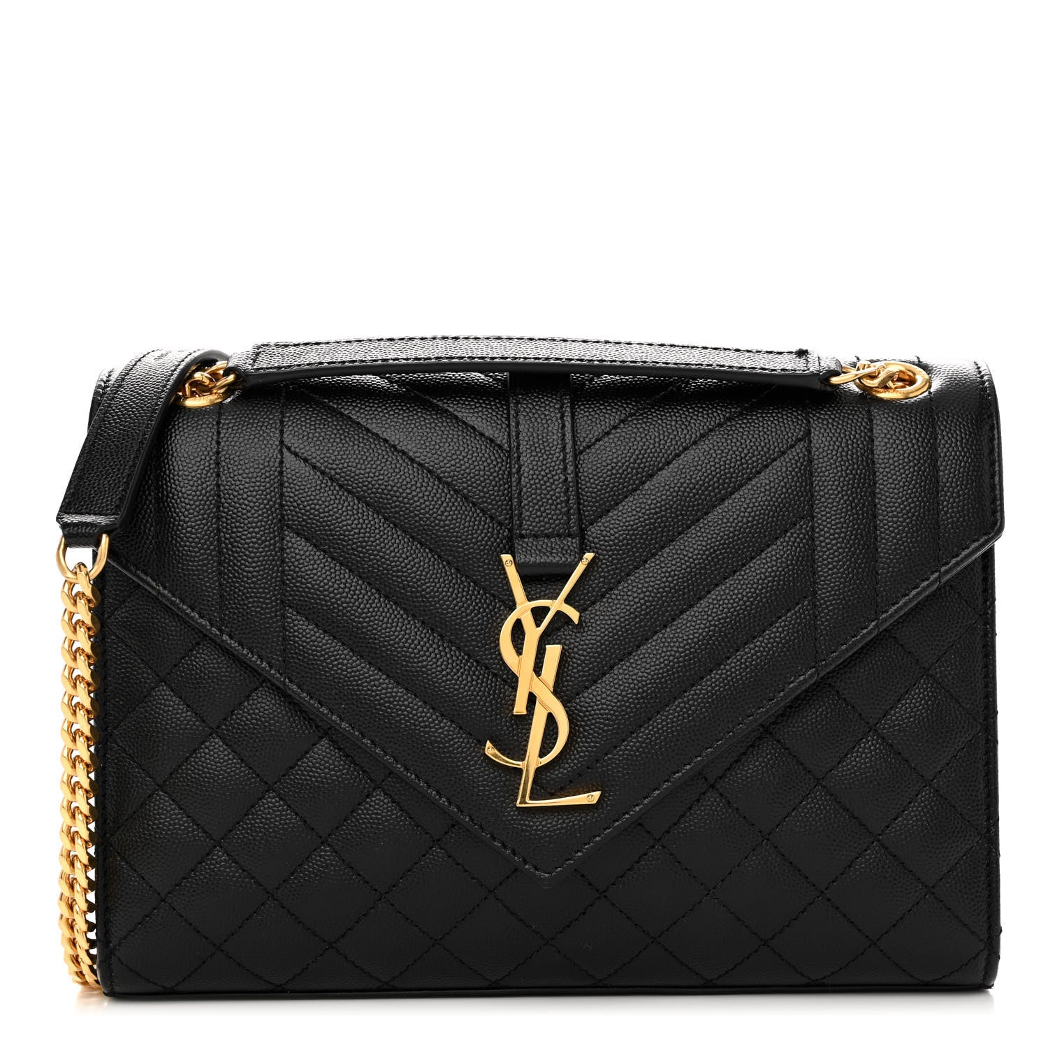 Saint Laurent Grain De Poudre Textured Mixed Matelasse Triquilt Medium Monogram Satchel Black 1 of 10