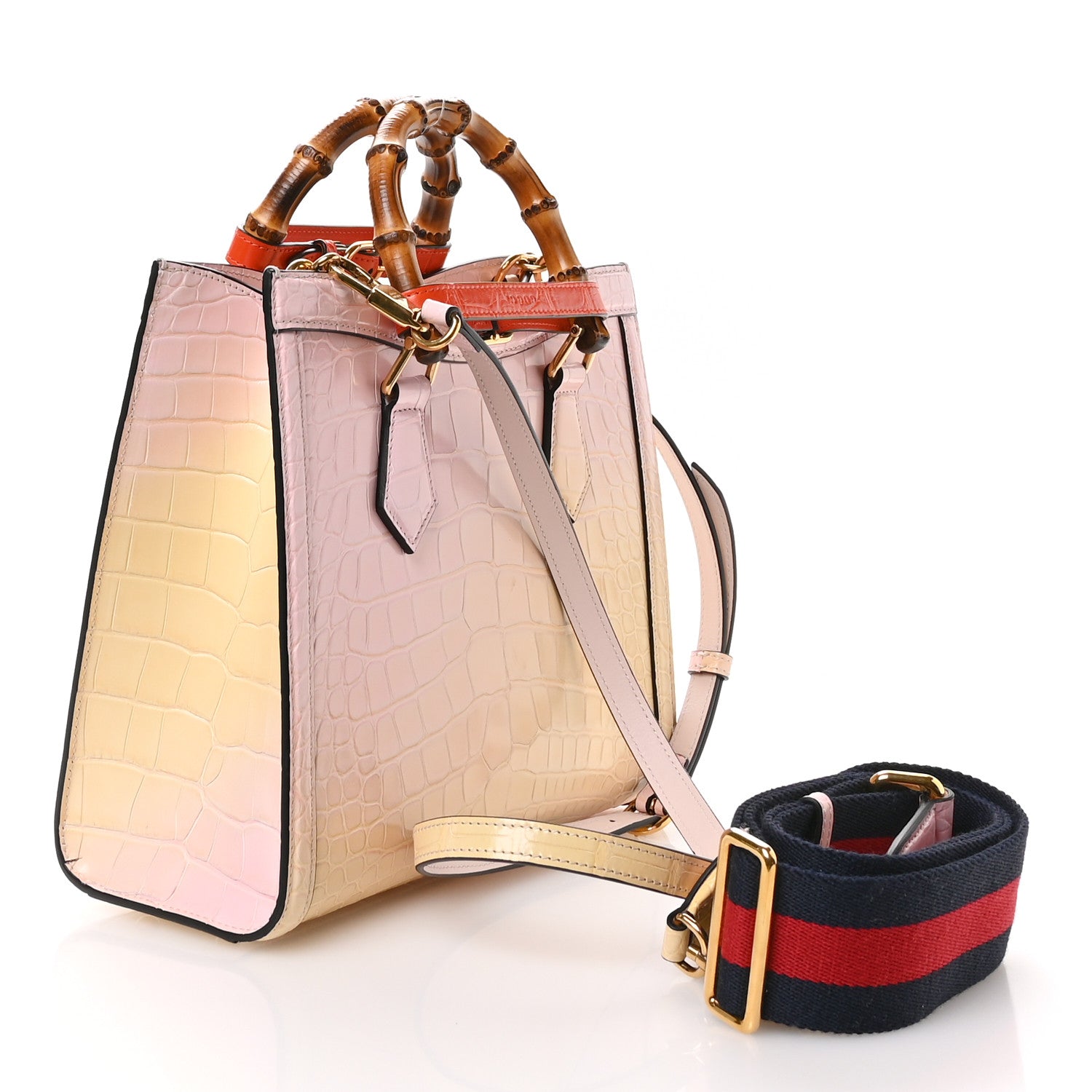 Gucci Crocodile Small Diana Tote Pink Multicolor 3 of 10